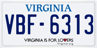 VA license plate VBF6313