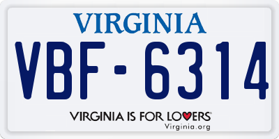 VA license plate VBF6314