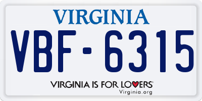 VA license plate VBF6315