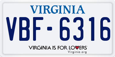 VA license plate VBF6316