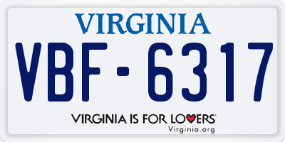 VA license plate VBF6317