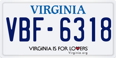 VA license plate VBF6318
