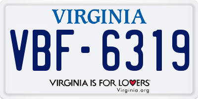 VA license plate VBF6319