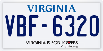 VA license plate VBF6320