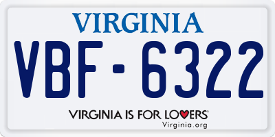 VA license plate VBF6322