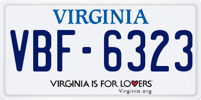VA license plate VBF6323