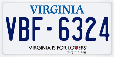 VA license plate VBF6324