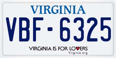 VA license plate VBF6325