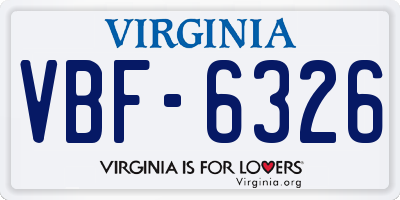 VA license plate VBF6326