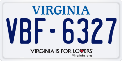 VA license plate VBF6327