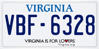 VA license plate VBF6328