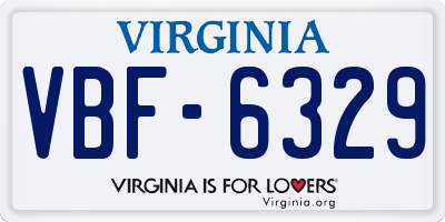 VA license plate VBF6329