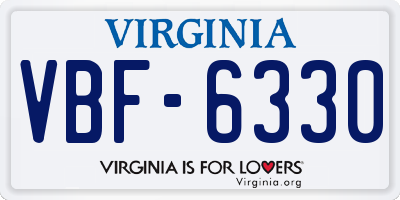 VA license plate VBF6330