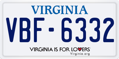 VA license plate VBF6332