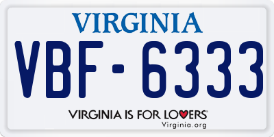 VA license plate VBF6333