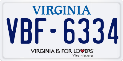VA license plate VBF6334