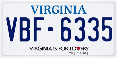 VA license plate VBF6335