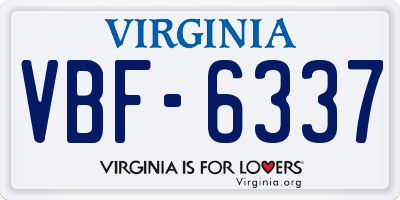 VA license plate VBF6337