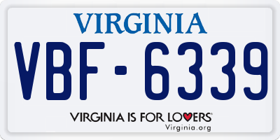 VA license plate VBF6339