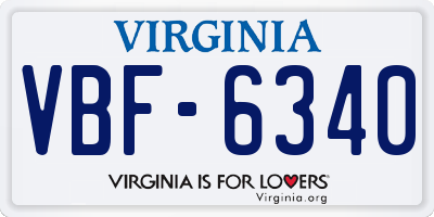 VA license plate VBF6340