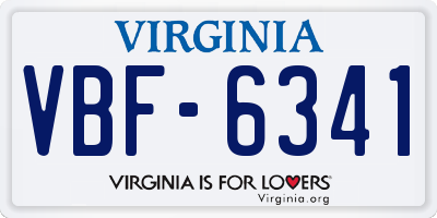 VA license plate VBF6341