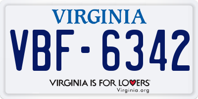 VA license plate VBF6342