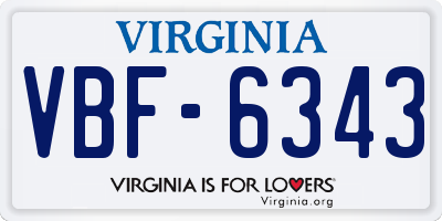 VA license plate VBF6343