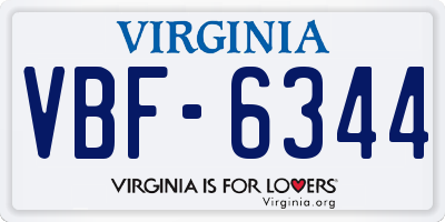 VA license plate VBF6344
