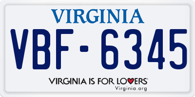 VA license plate VBF6345