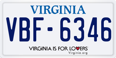 VA license plate VBF6346