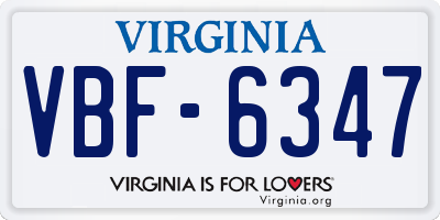 VA license plate VBF6347