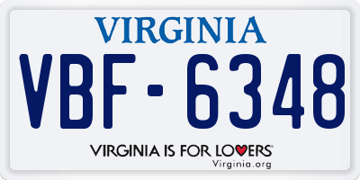 VA license plate VBF6348