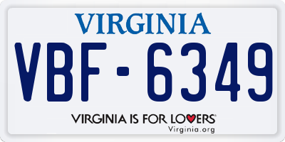 VA license plate VBF6349