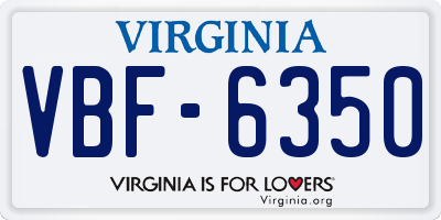 VA license plate VBF6350