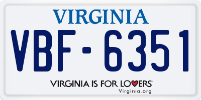 VA license plate VBF6351