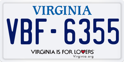 VA license plate VBF6355
