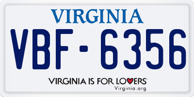 VA license plate VBF6356