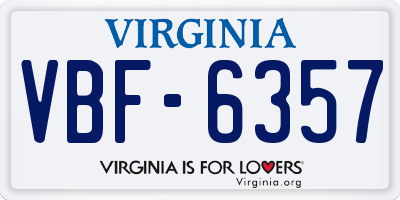 VA license plate VBF6357