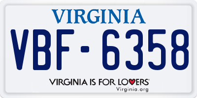 VA license plate VBF6358