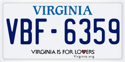 VA license plate VBF6359