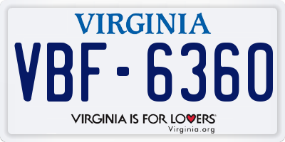 VA license plate VBF6360