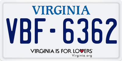 VA license plate VBF6362