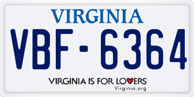 VA license plate VBF6364