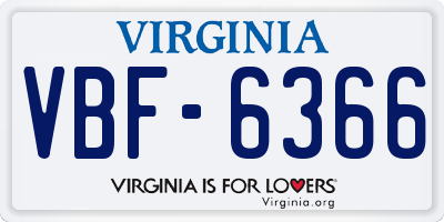 VA license plate VBF6366