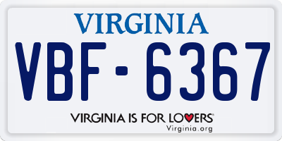 VA license plate VBF6367