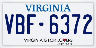 VA license plate VBF6372