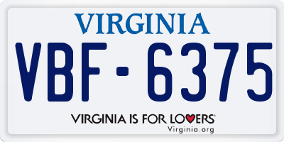 VA license plate VBF6375
