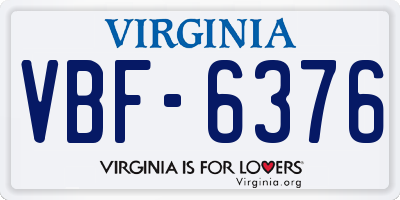 VA license plate VBF6376