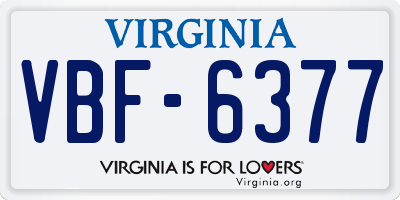 VA license plate VBF6377