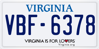 VA license plate VBF6378